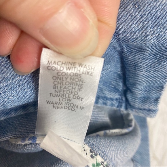 J. JILL Denim Cotton Linen 2-Button Blazer Shacket Jacket XS Contrast cuffs - Picture 13 of 14